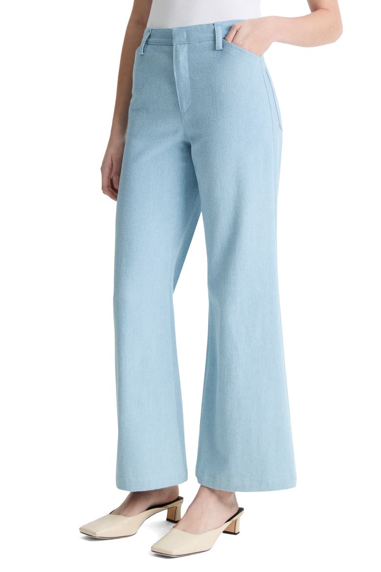 Textured Cotton Flare Pants, Alternate, color, PALE INDIGO