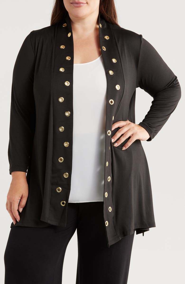 24seven Comfort Apparel Rivet Detail Open Knit Jacket, Main, color, 