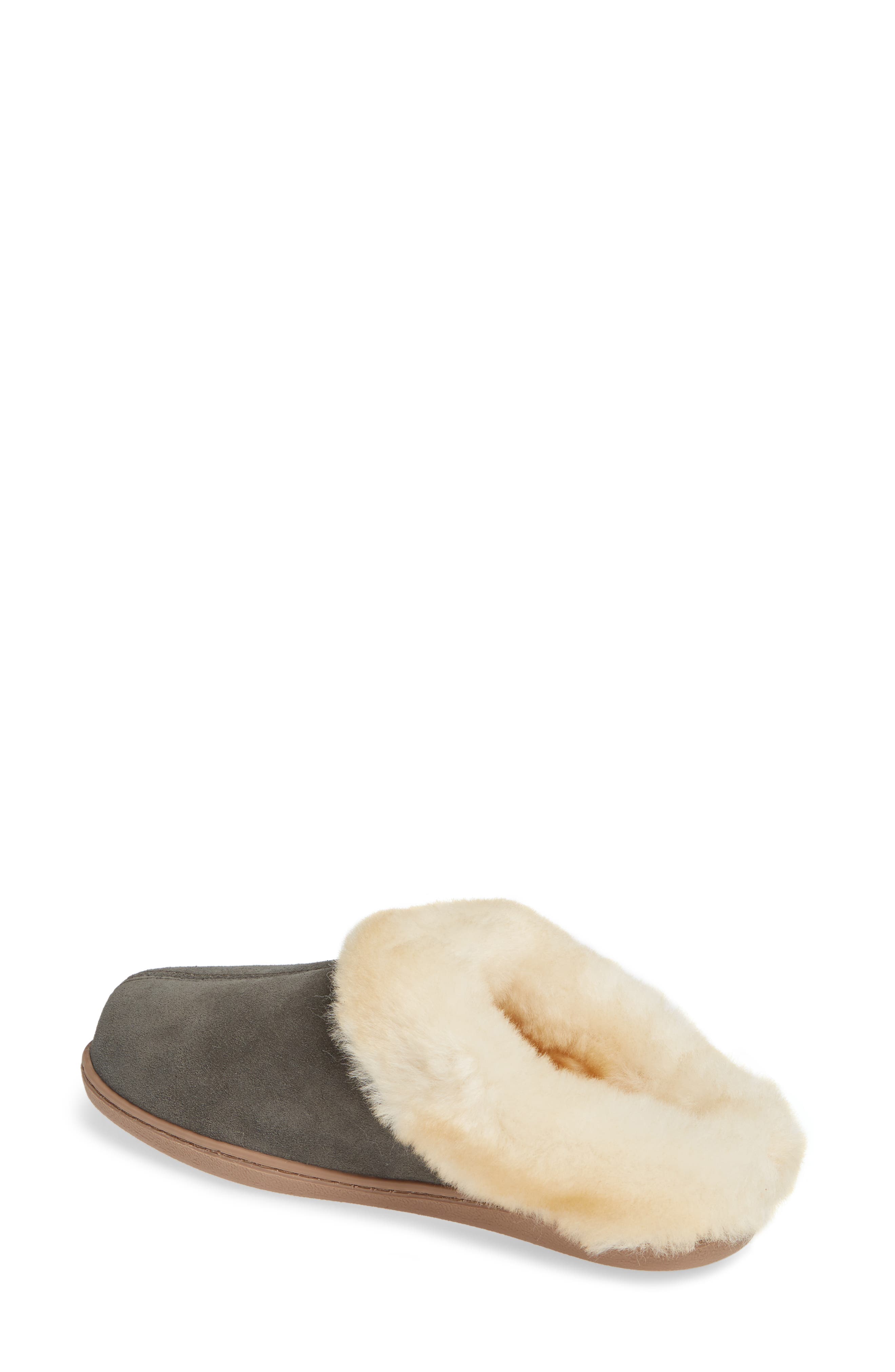 Minnetonka Sheepskin Mule Slipper, Alternate, color, Grey Suede