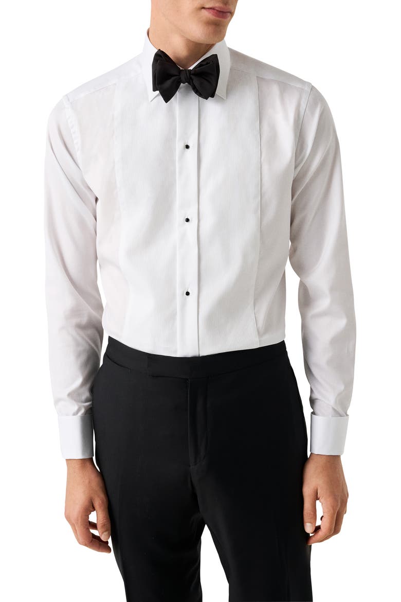 Slim Fit Striped Bib Tuxedo Shirt, Main, color, WHITE