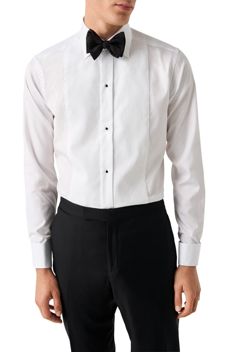Eton Slim Fit Striped Bib Tuxedo Shirt, Main, color, White