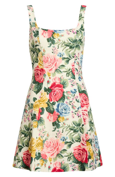 Rosemary Floral Linen Blend Minidress