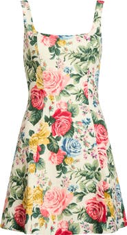 WAYF Rosemary Floral Linen Blend Minidress
