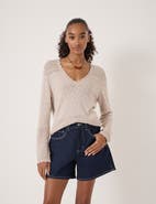 Hush Pointelle Cotton V-Neck Sweater