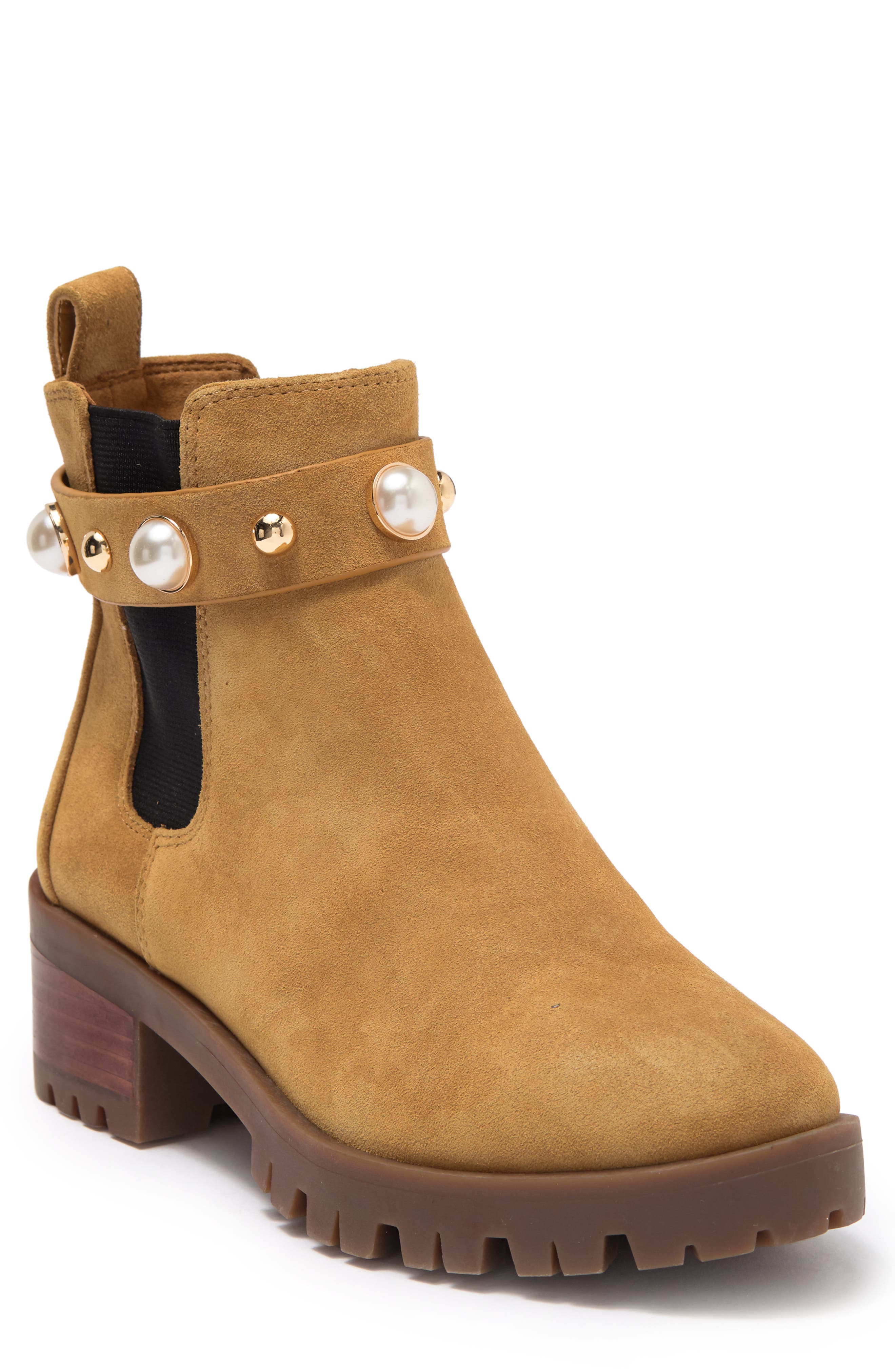 Pola Studded Chelsea Bootie, Main, color, TAN