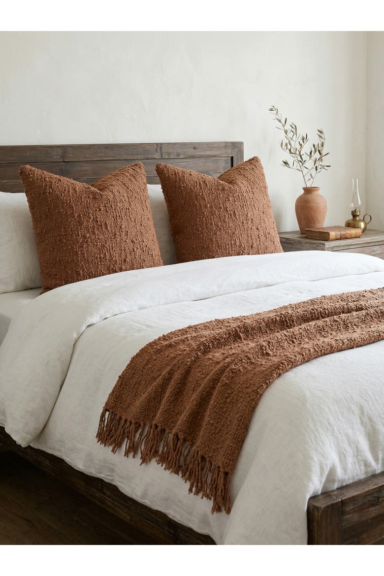 Cozy Cotton Boucle Pillow with Down Insert, Alternate, color, Teddy Brown