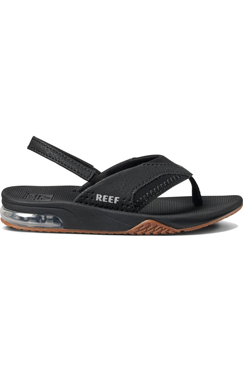 Reef Kids' Little Fanning Flip Flop, Alternate, color, Black/Silver