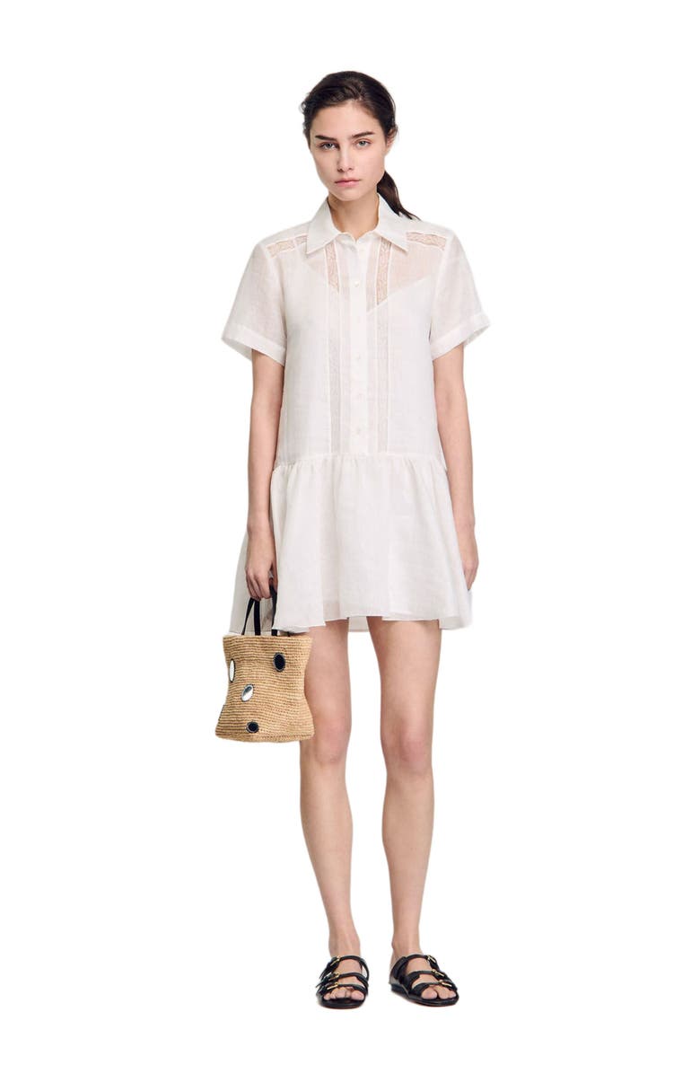 SANDRO Mini dress with lace details, Main, color, 
