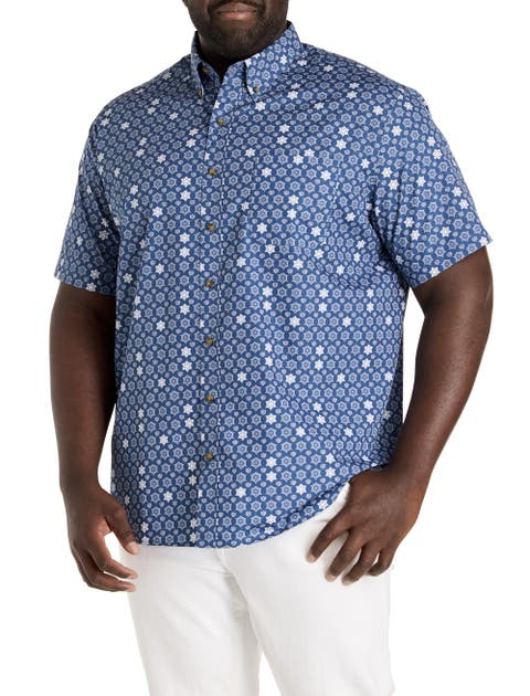 Big & Tall Easy-Care Medallion Print Sport Shirt