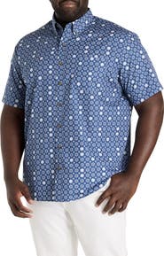 Harbor Bay by DXL Big & Tall Easy-Care Medallion Print Sport Shirt