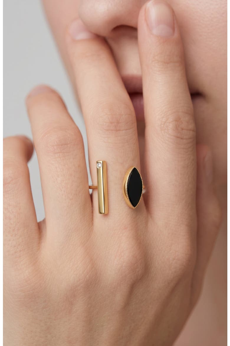 Black Eyes Ring, Alternate, color, Black & Gold