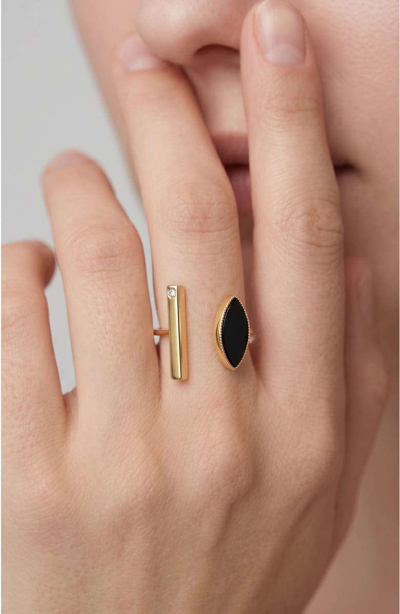RETRO CHIC Black Eyes Ring, Alternate, color, Black & Gold