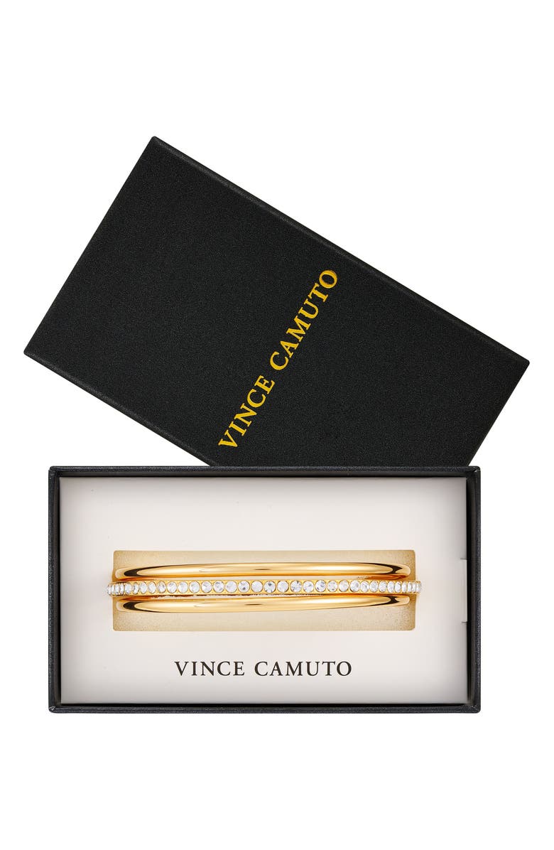 Vince Camuto Pavé Crystal Bangle Bracelet Set, Main, color, Gold Tone