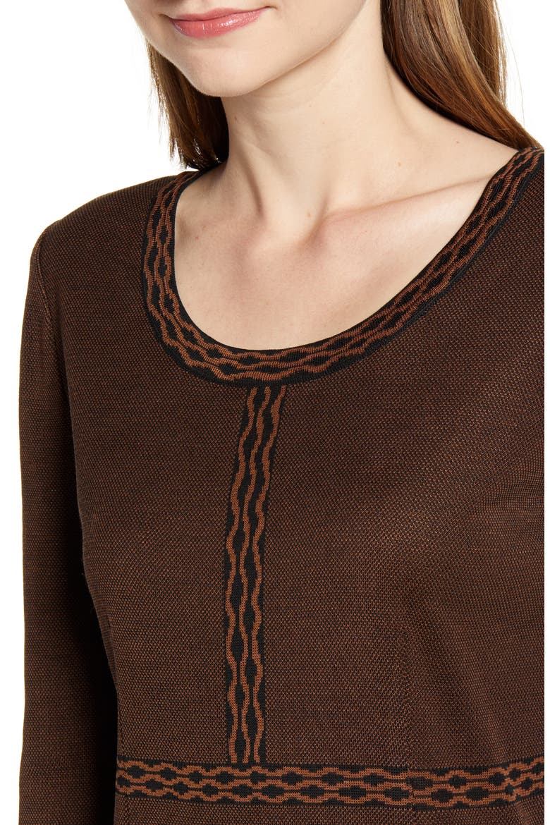 Knit Sheath Dress, Alternate, color, COGNAC/ BLACK