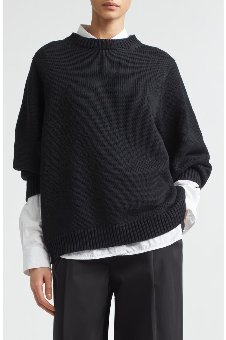 Oversize Organic Cotton Sweater, Main, color, BLACK