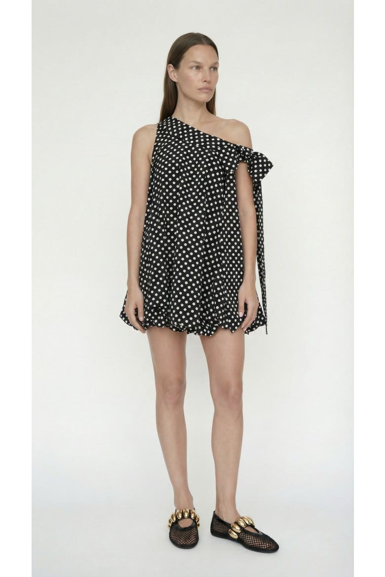 Bow Bubble Polka Dot Dress, Alternate, color, Black
