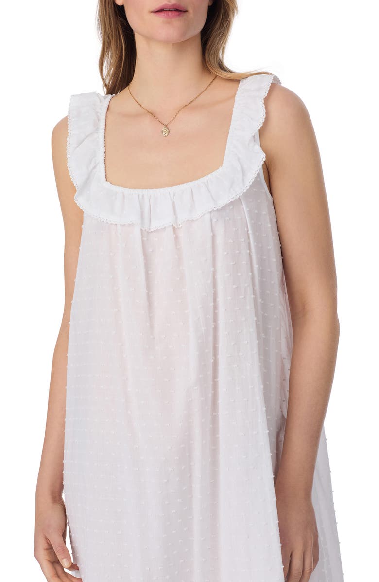 Eileen West Swiss Dot Sleeveless Cotton Chemise Nightgown, Alternate, color, White