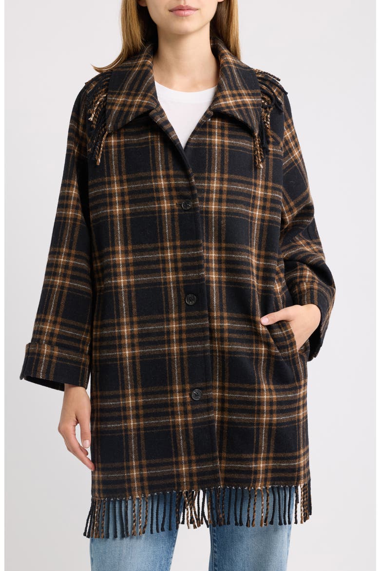 x Stetson The Fringe Plaid Coat, Alternate, color, CAMEL AND BLACK FRONTIER PLAID