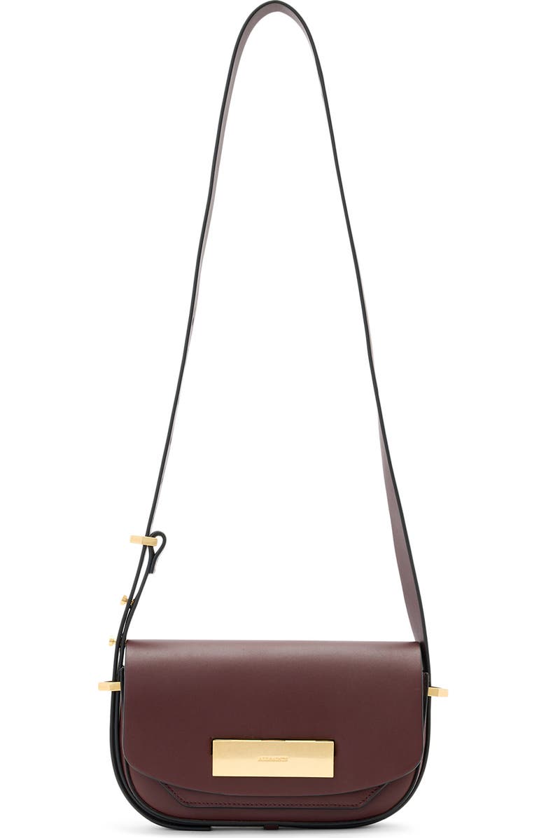 AllSaints Etta Leather Crossbody Bag, Main, color, Dark Red