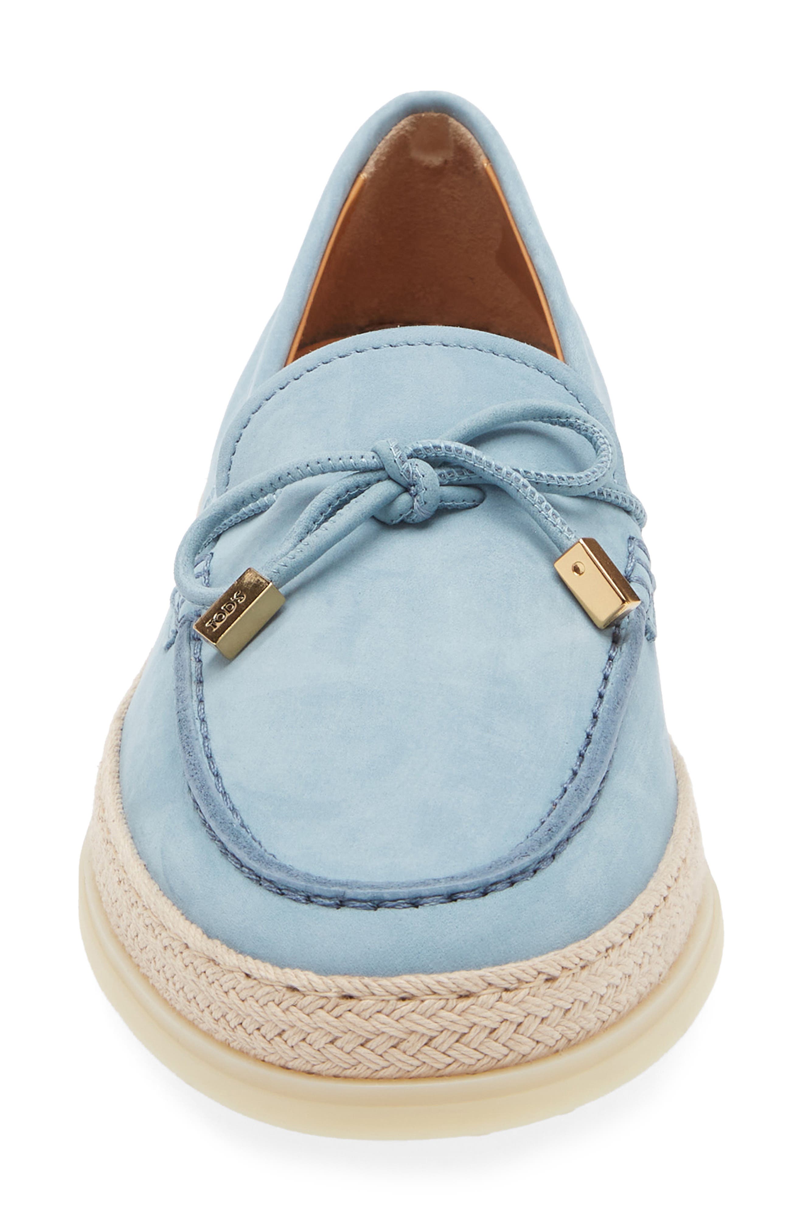 Tod's Raffia Trim Boat Shoe, Alternate, color, Carta Zucc. Chiaro