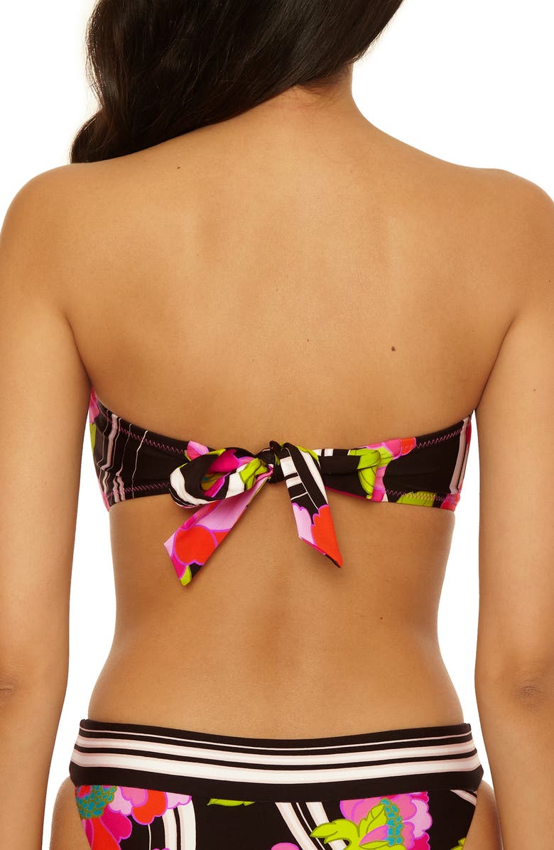 Trina Turk Bougainvillea Bandeau Bikini Top, Alternate, color, Black Multi