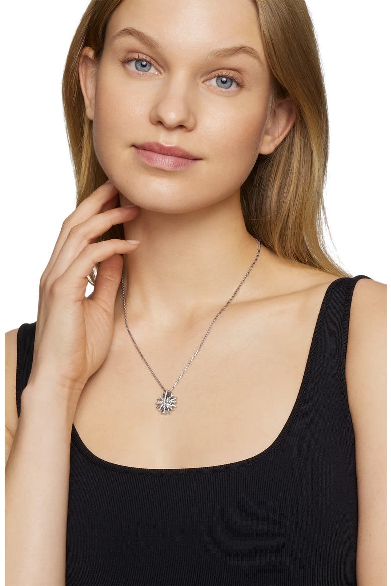 Starburst Diamond Pendant Necklace, Alternate, color, DIAMOND/ SILVER