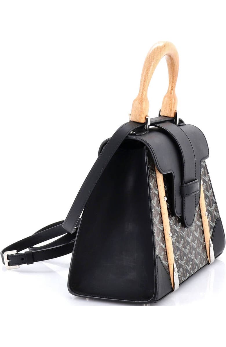 Pre-Owned Goyard Saigon Top Handle Bag Coated Canvas with Leather PM, Alternate, color, Black