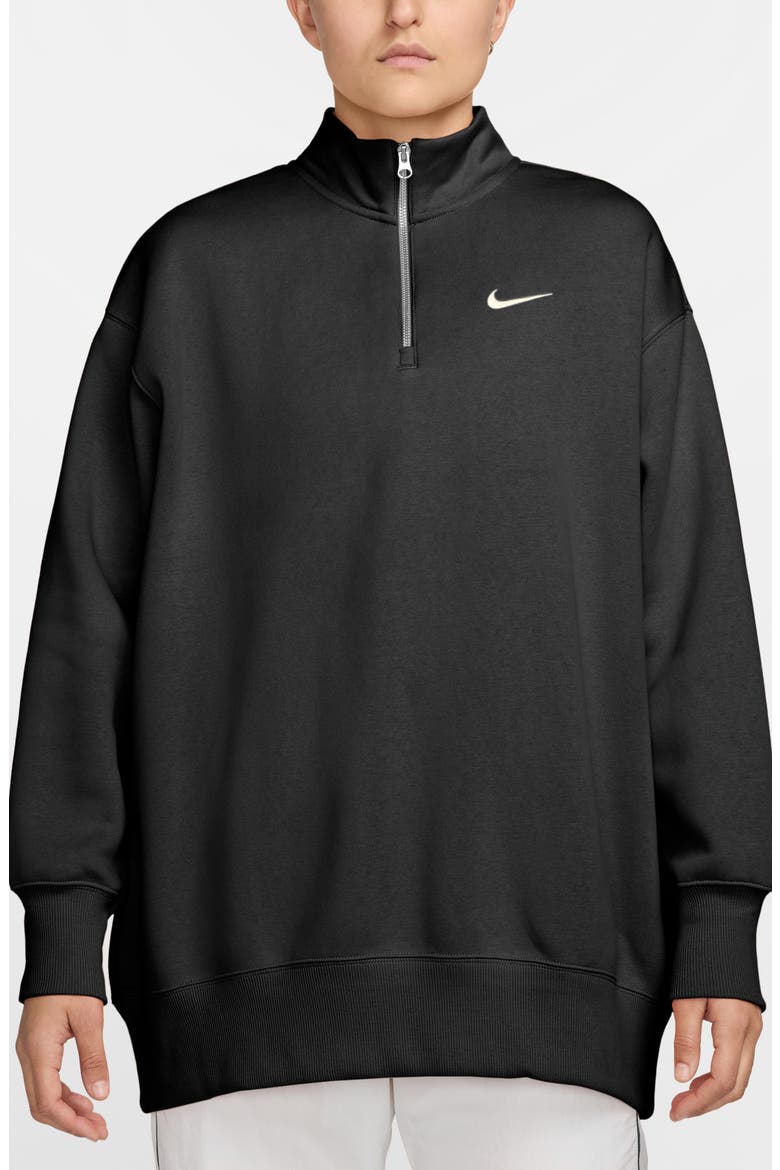 Sportswear Phoenix Oversize Fleece Quarter Zip Top, Main, color, 010 010 BLACK/SAIL