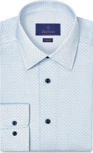 David Donahue Regular Fit Geometric Print Cotton Dress Shirt