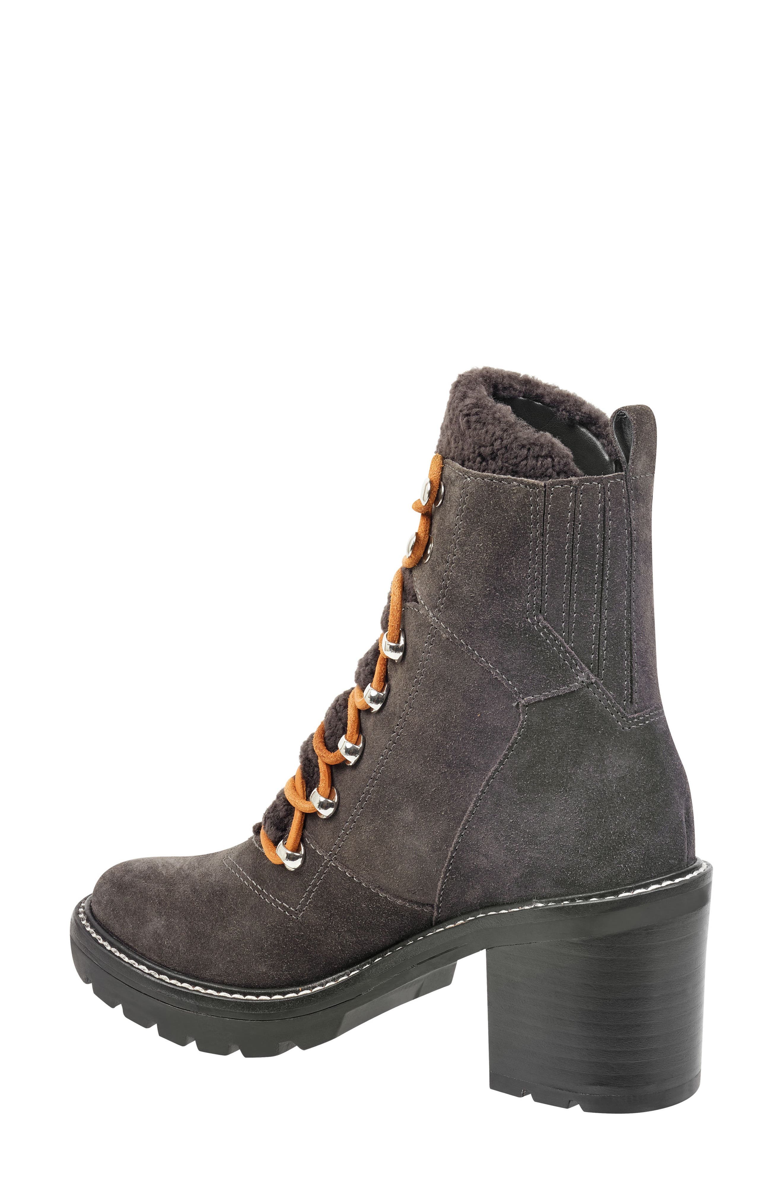 Denise Combat Boot, Alternate, color, GREY/ GREY SUEDE