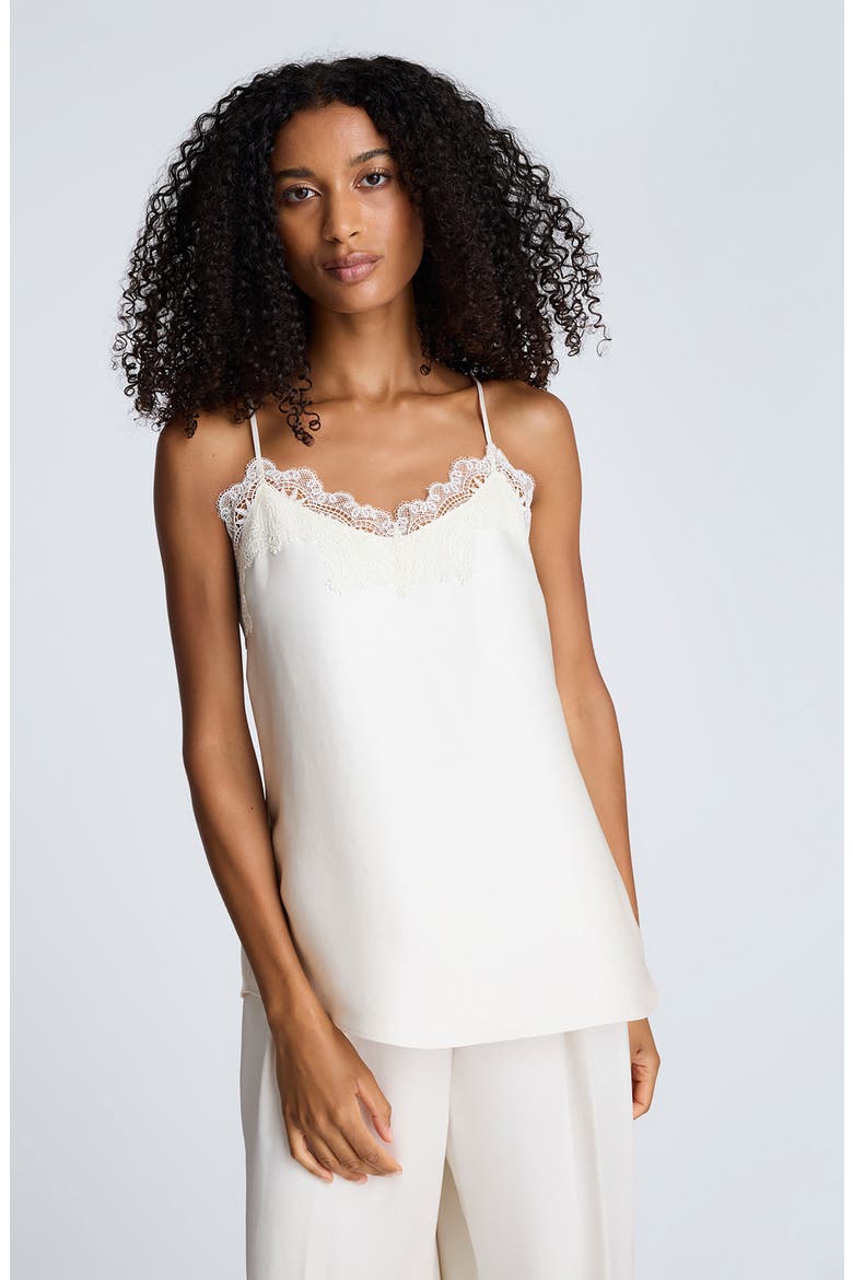 Lace Trim Satin Camisole, Alternate, color, OYSTER