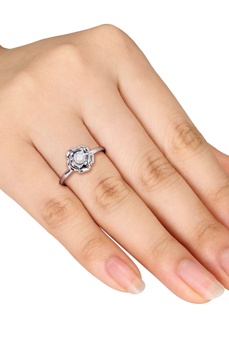 Diamond Flower Ring - 0.05 ctw, Alternate, color, ROSE
