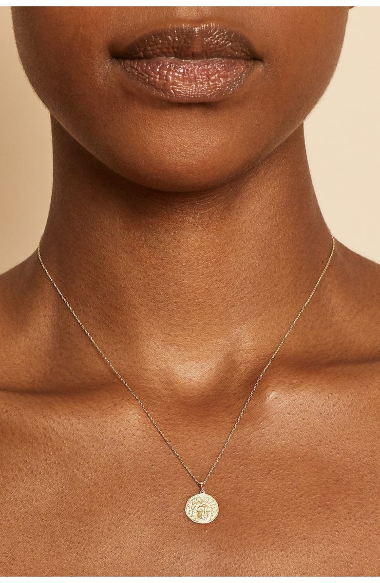 Oradina 14K Yellow Gold Greek Medusa Medallion Necklace, Alternate, color, Yellow Gold