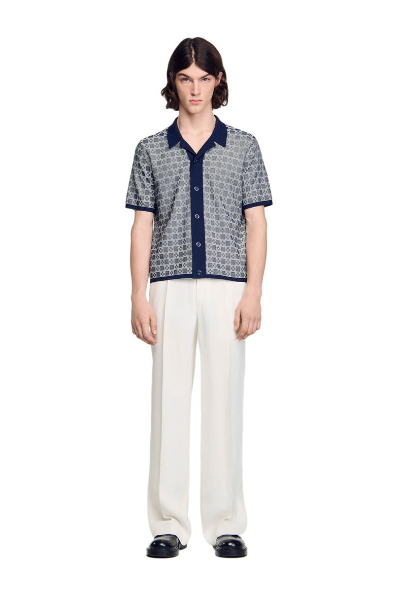 Square Cross jacquard shirt, Alternate, color, Navy blue