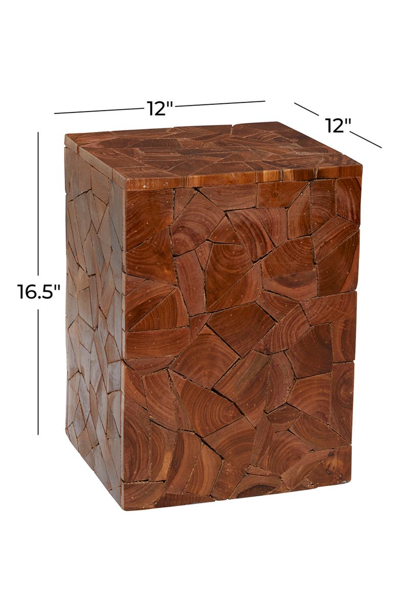 GINGER BIRCH STUDIO Brown Teakwood Contemporary Accent Table with Mosaic Design, Alternate, color, 