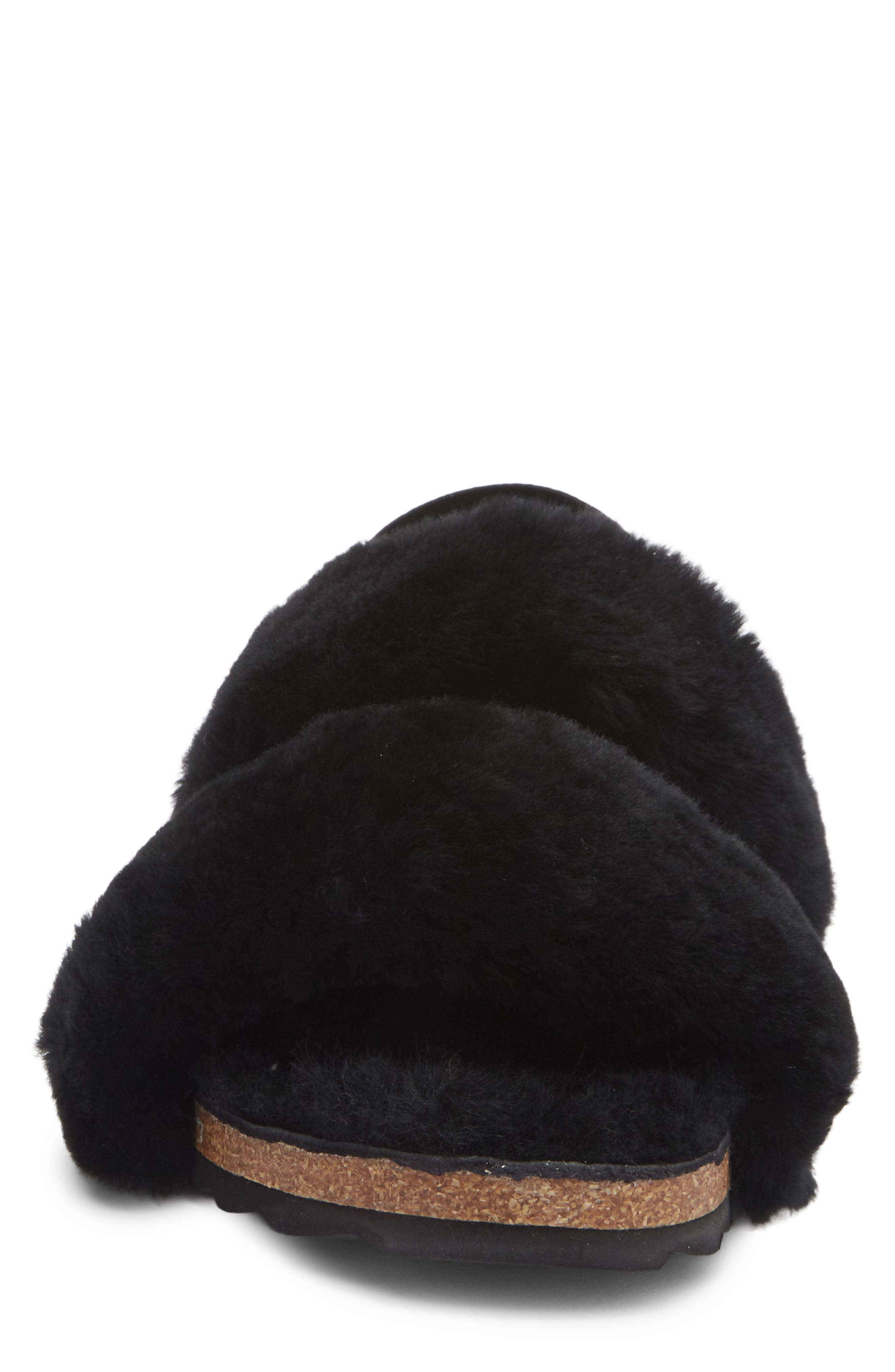 EZ Feet Genuine Shearing Two-Band Sandal, Alternate, color, Black