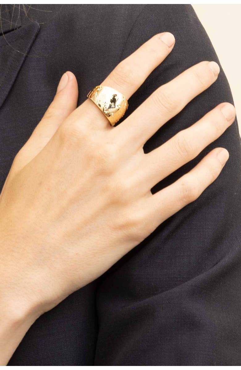 Oradina 14K Gold Starry Night Dome Ring, Alternate, color, Yellow Gold