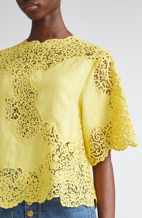 Ulla Johnson Kadene Lace Linen Top In Yellow