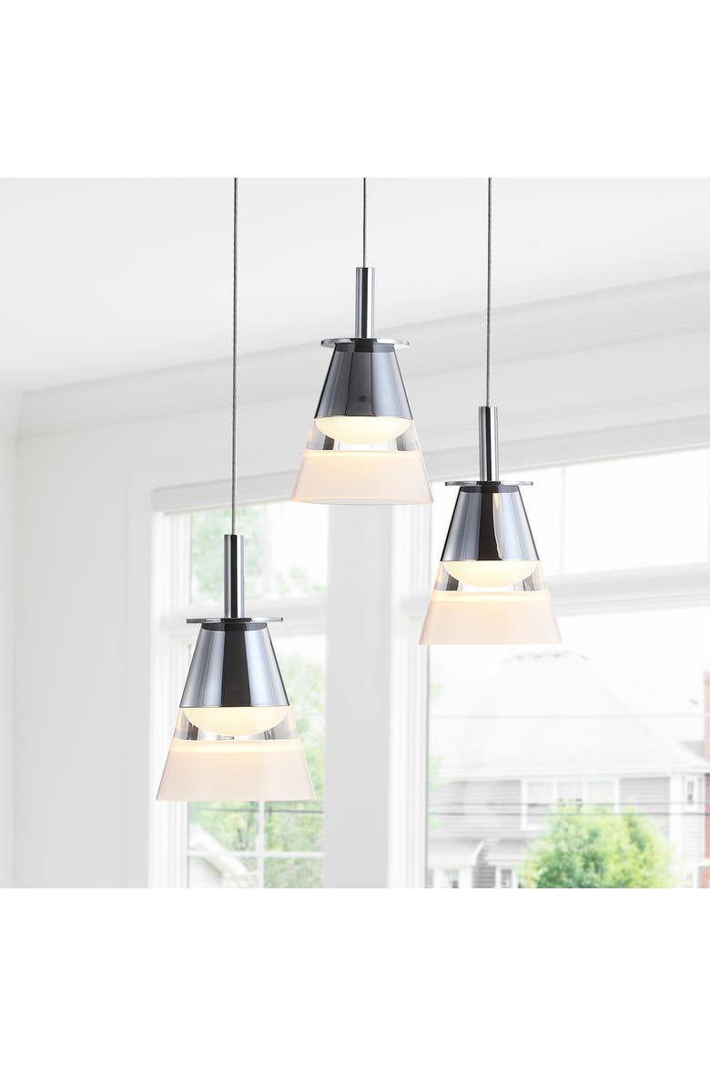 Alain 3-Light Adjustable Cascading Metal Integrated Cluster LED Pendant, Alternate, color, Chrome/White