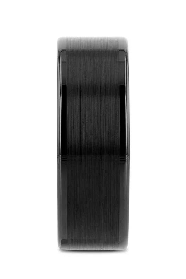 Vulcan Flat Tungsten Ring With Brushed Center and Polished Edges, Alternate, color, Flat Black 8mm