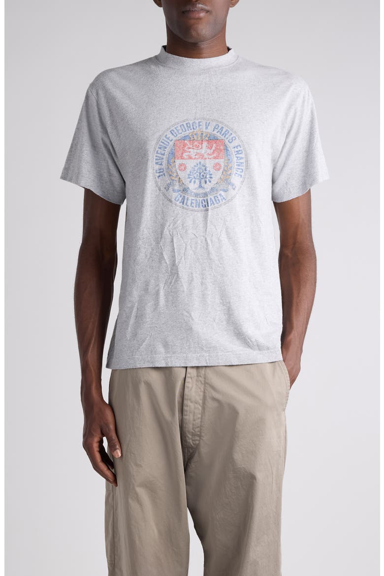 Standard Crest Logo Cotton T-Shirt, Main, color, 1302 LIGHT HEATHER GREY