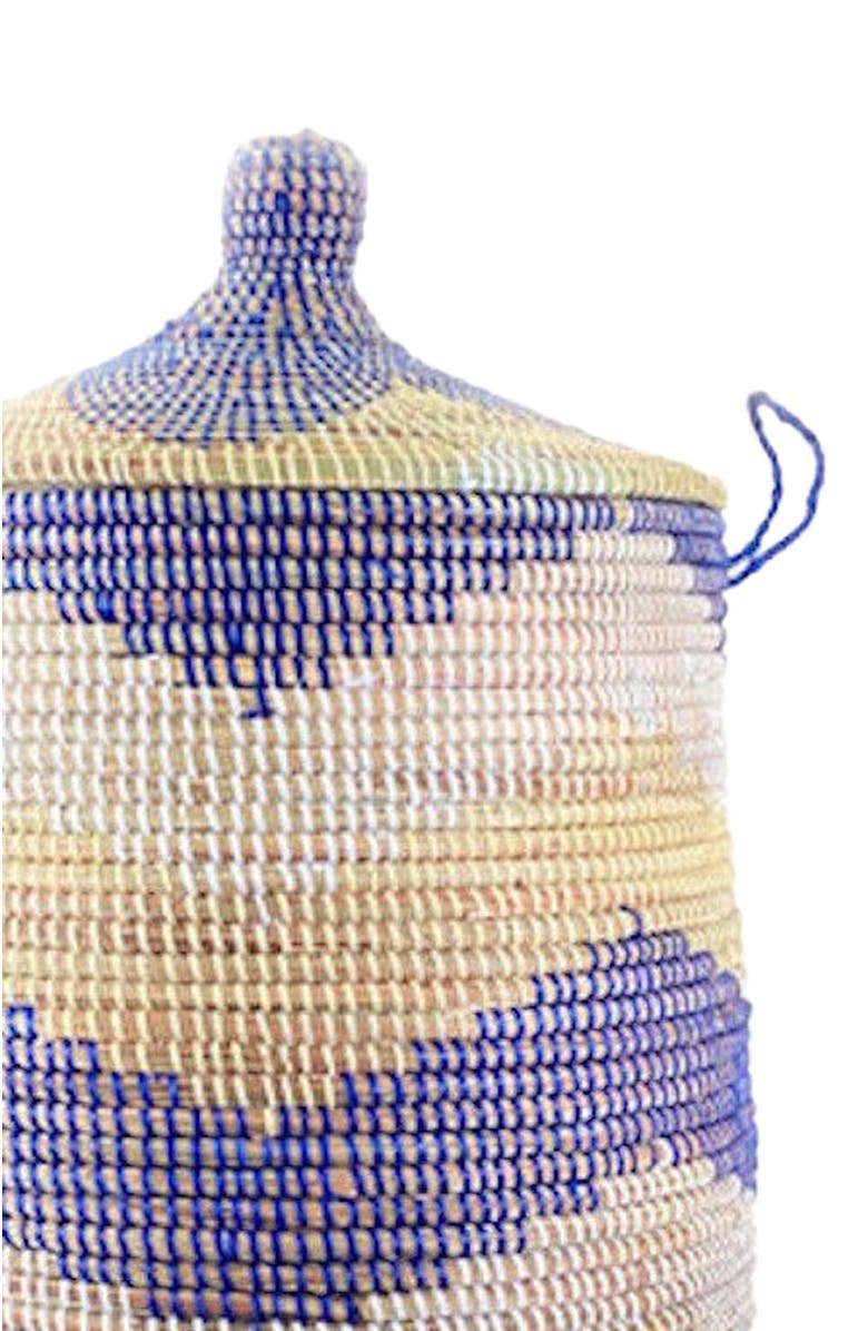 Mbare Dou Lid Storage Basket Chevron, Alternate, color, Navy, White, Natural