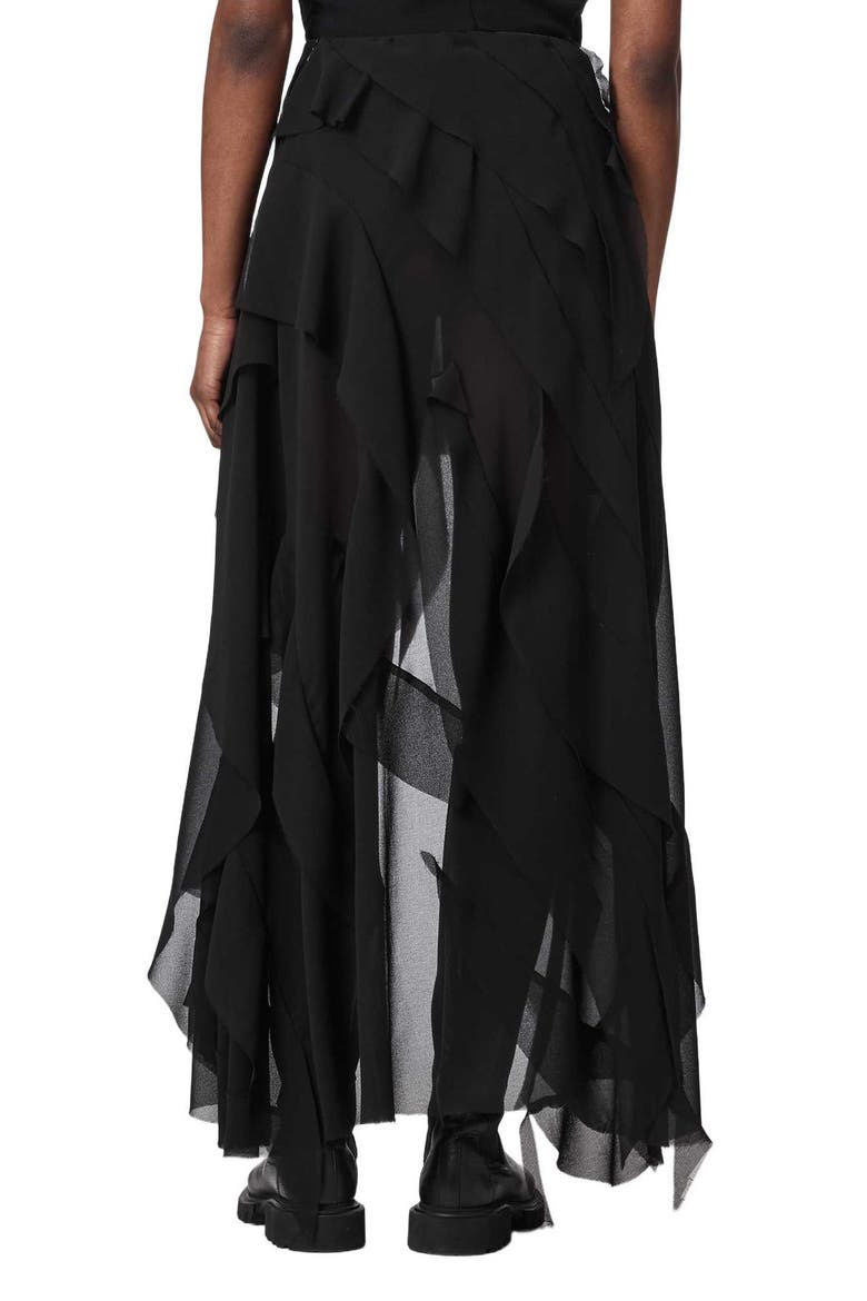Melody Layered Ruffle Midi Skirt, Alternate, color, BLACK