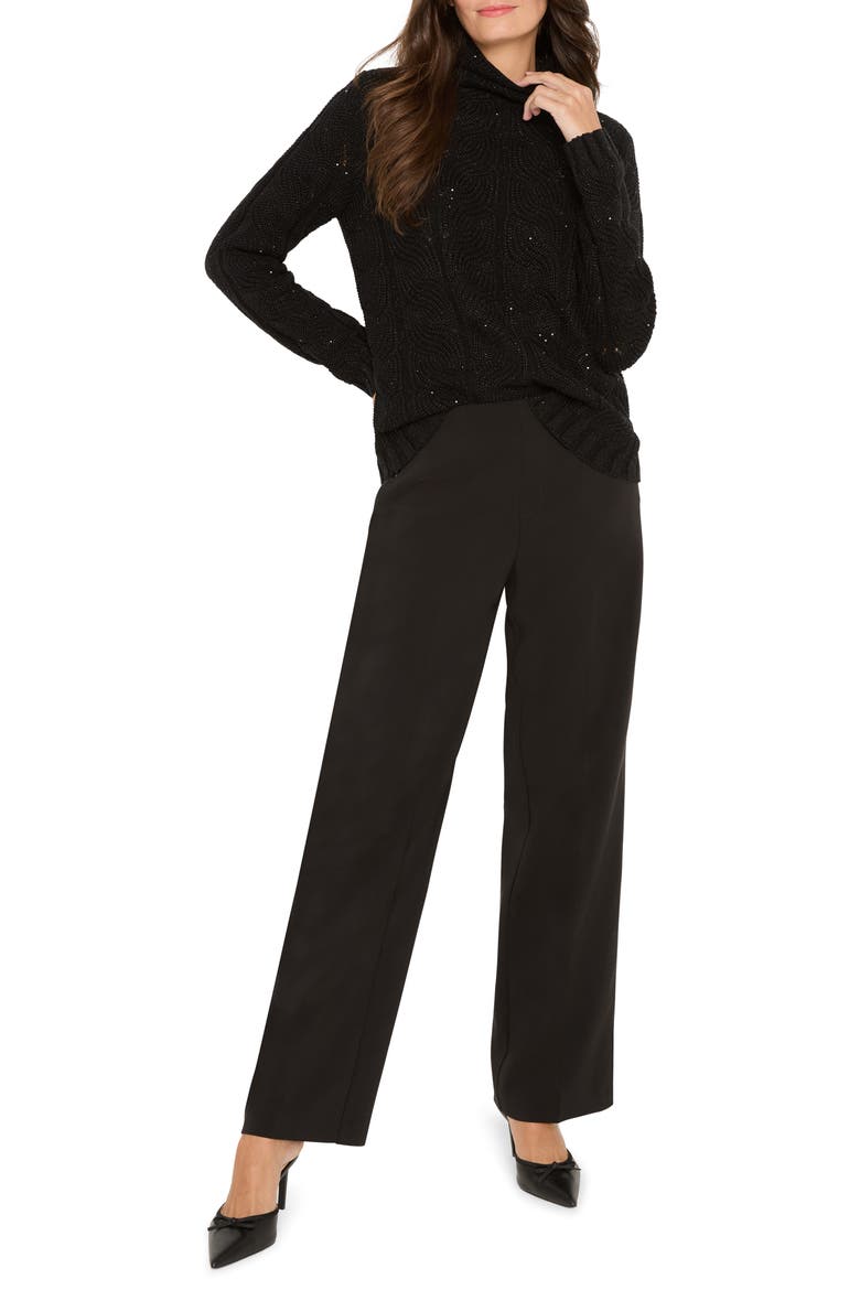 Sparkle Cable Stitch Cotton Blend Sweater, Alternate, color, BLACK ONYX