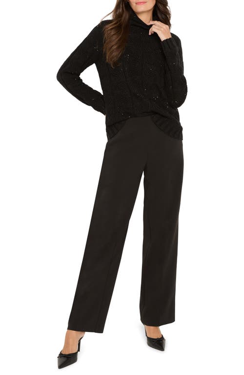 Nic + Zoe Nic+zoe Cable Knit Sparkle Sweater In Black