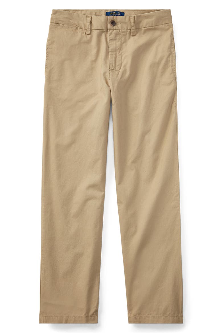 Kids' Flat Front Stretch Cotton Twill Chinos, Main, color, CLASSIC KHAKI