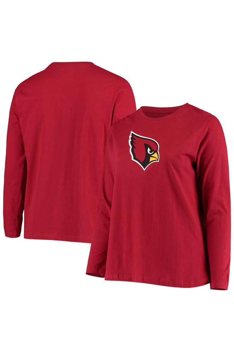 Women's Fanatics Branded Cardinal Arizona Cardinals Plus Size Primary Logo Long Sleeve T-Shirt, Alternate, color, Cardinal