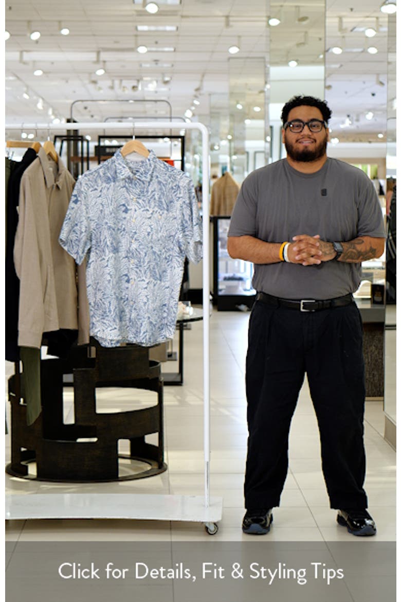 Antigo Vines Leaf Print Short Sleeve Linen Button-Up Shirt video