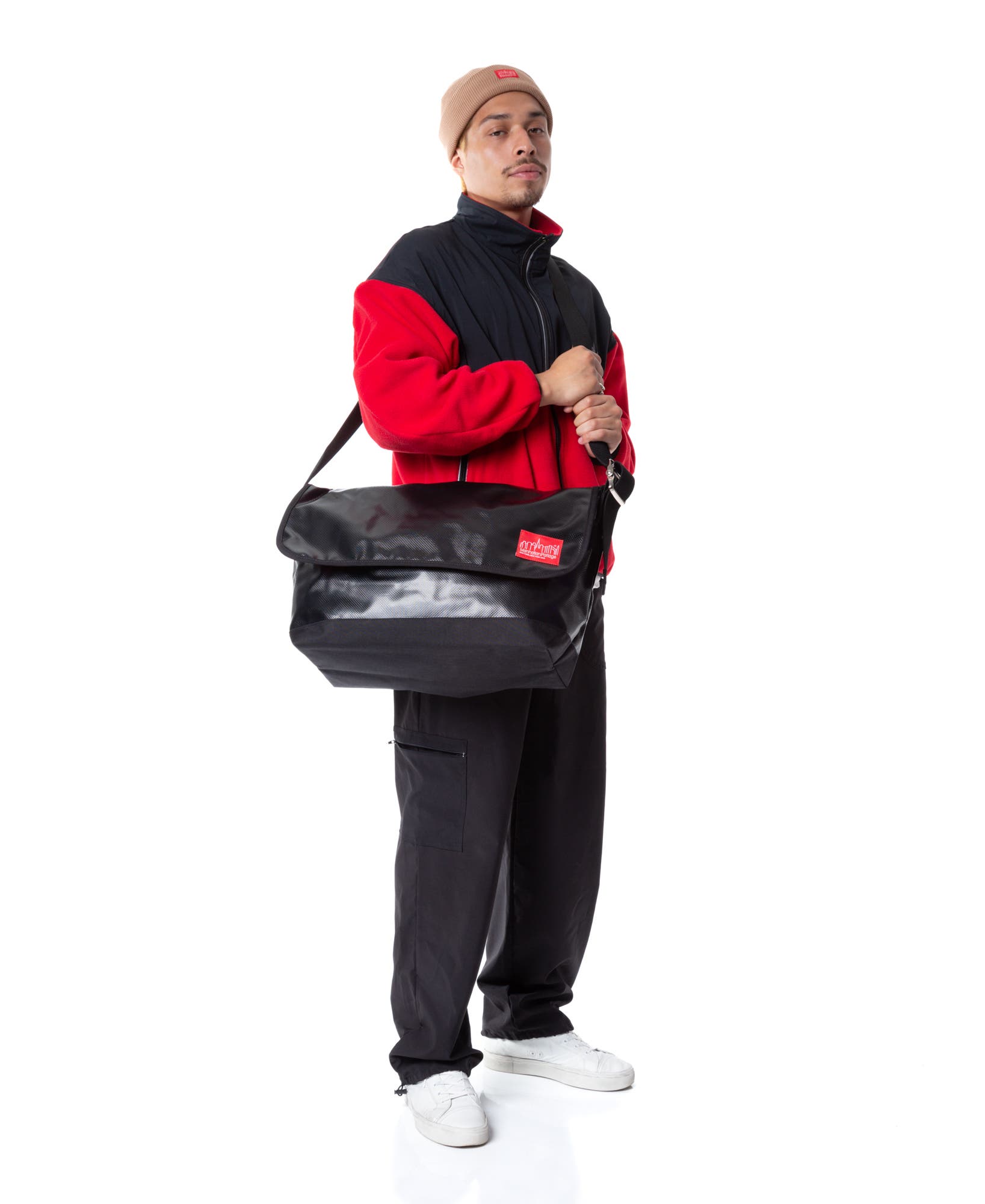 Vinyl Vintage Messenger Bag, Alternate, color, Black