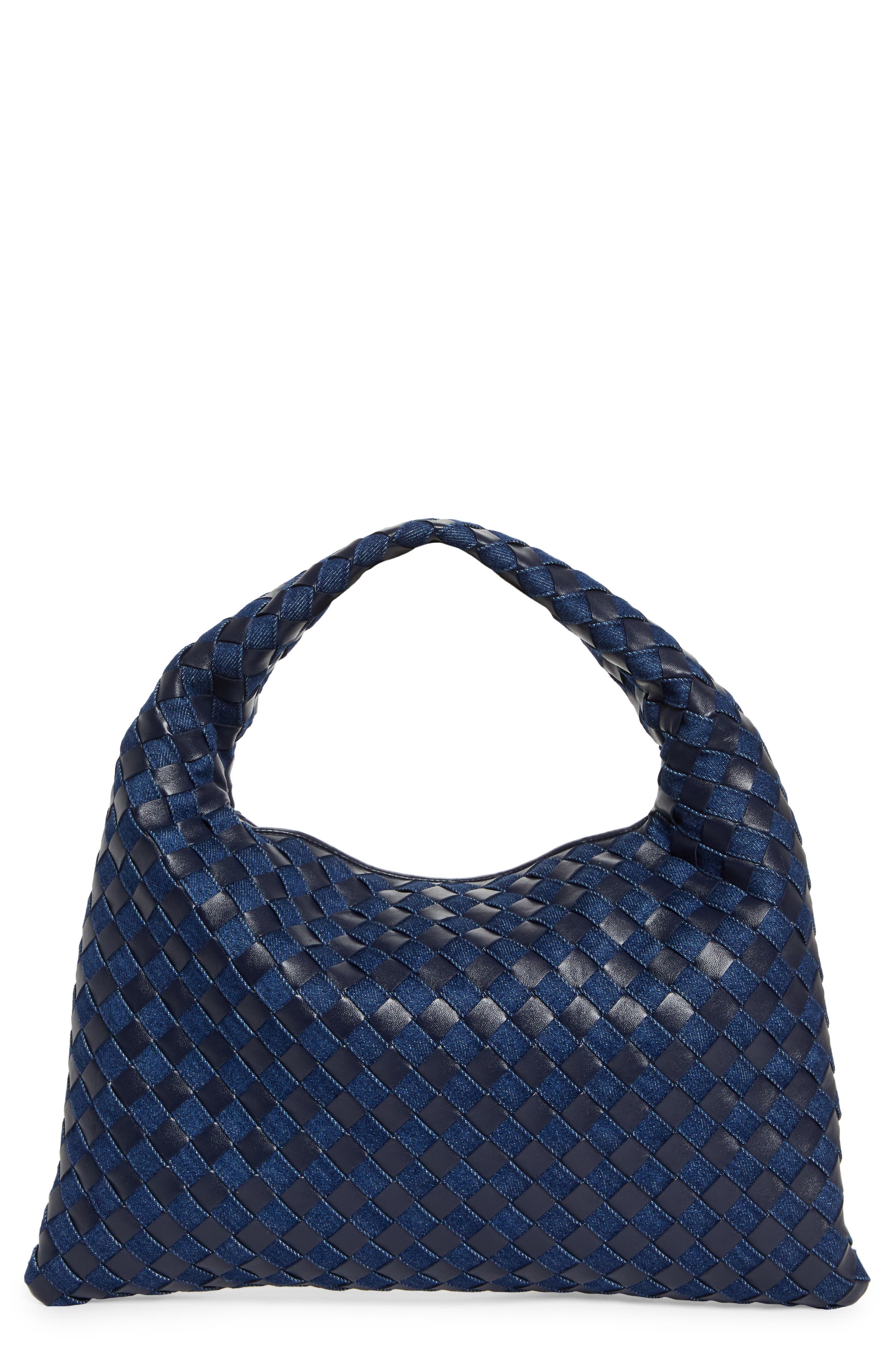 Bottega Veneta Small Hop Intrecciato Leather & Denim Hobo Bag, Main, color, 